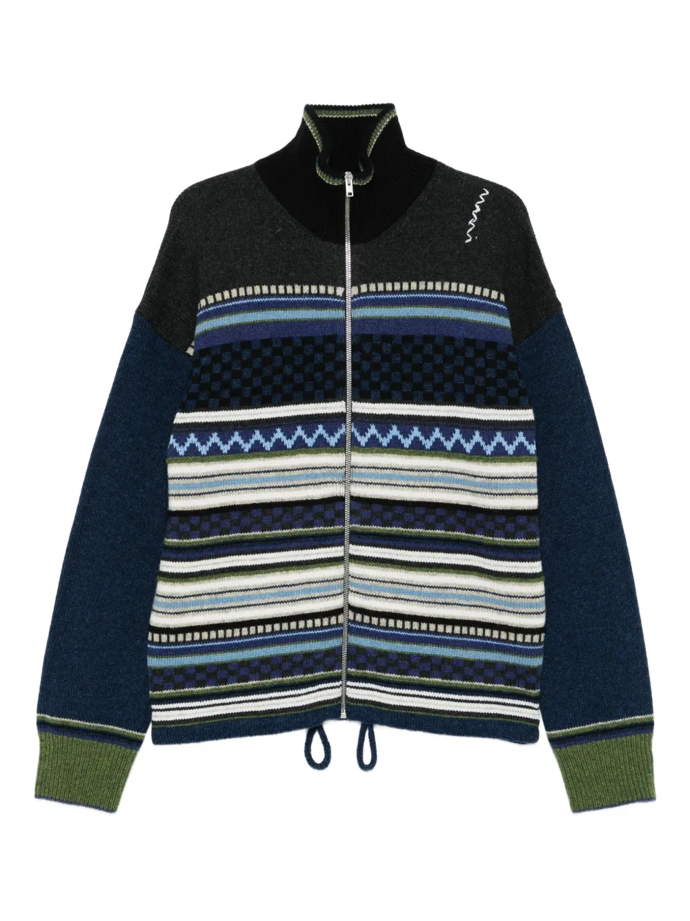 Marni striped zip-up cardigan Blauw