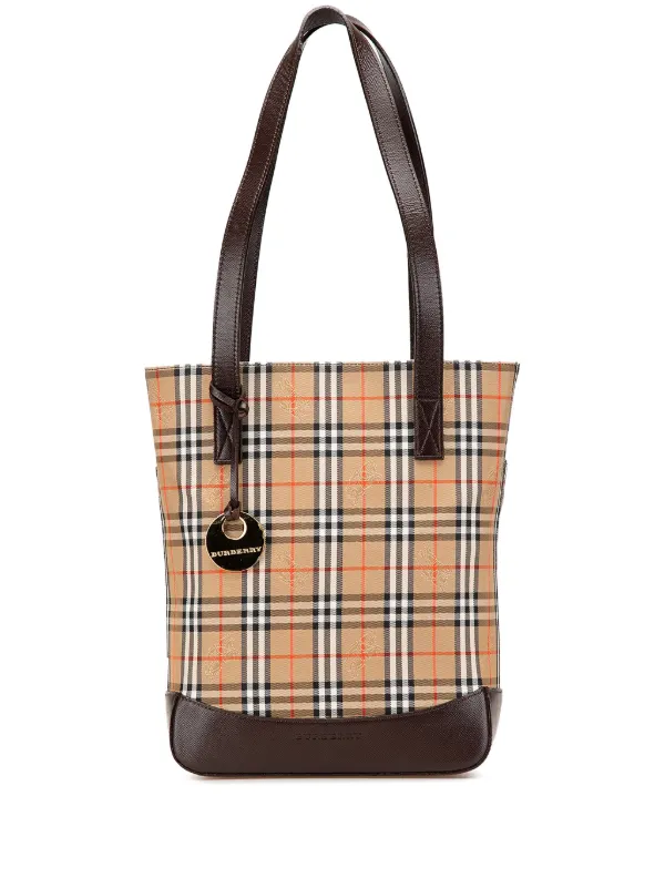 Burberry バーバリー ヘイマーケット チェック トートバッグ ハンド Burberry Pre-Owned 2000-2017 ヘイマーケットチェック キャンバス