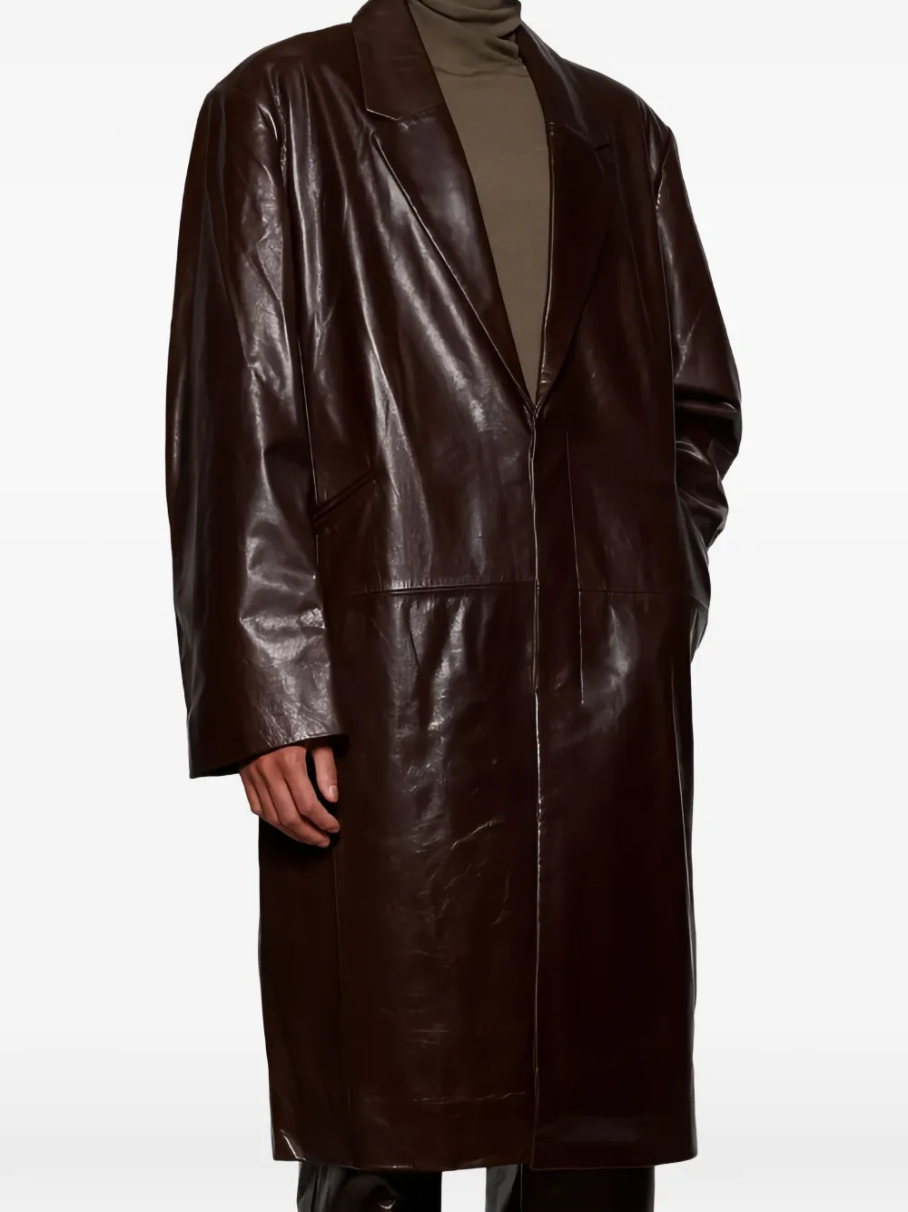  Entire Studios Single-breasted Leather Coat - Brown 