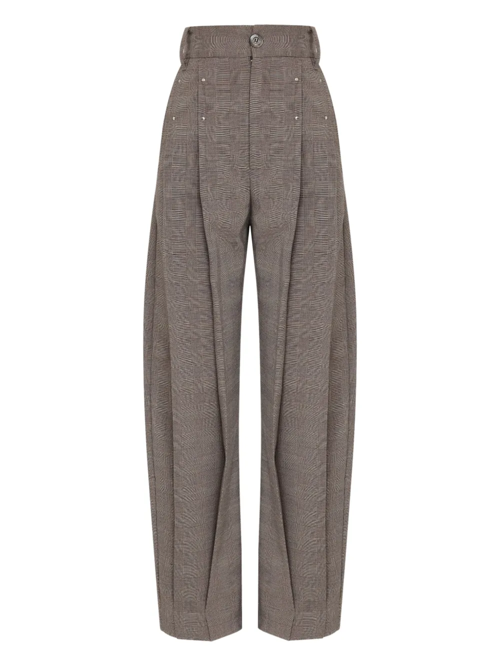 À La Garçonne Calça xadrez com pregas | Marrom | Image 1