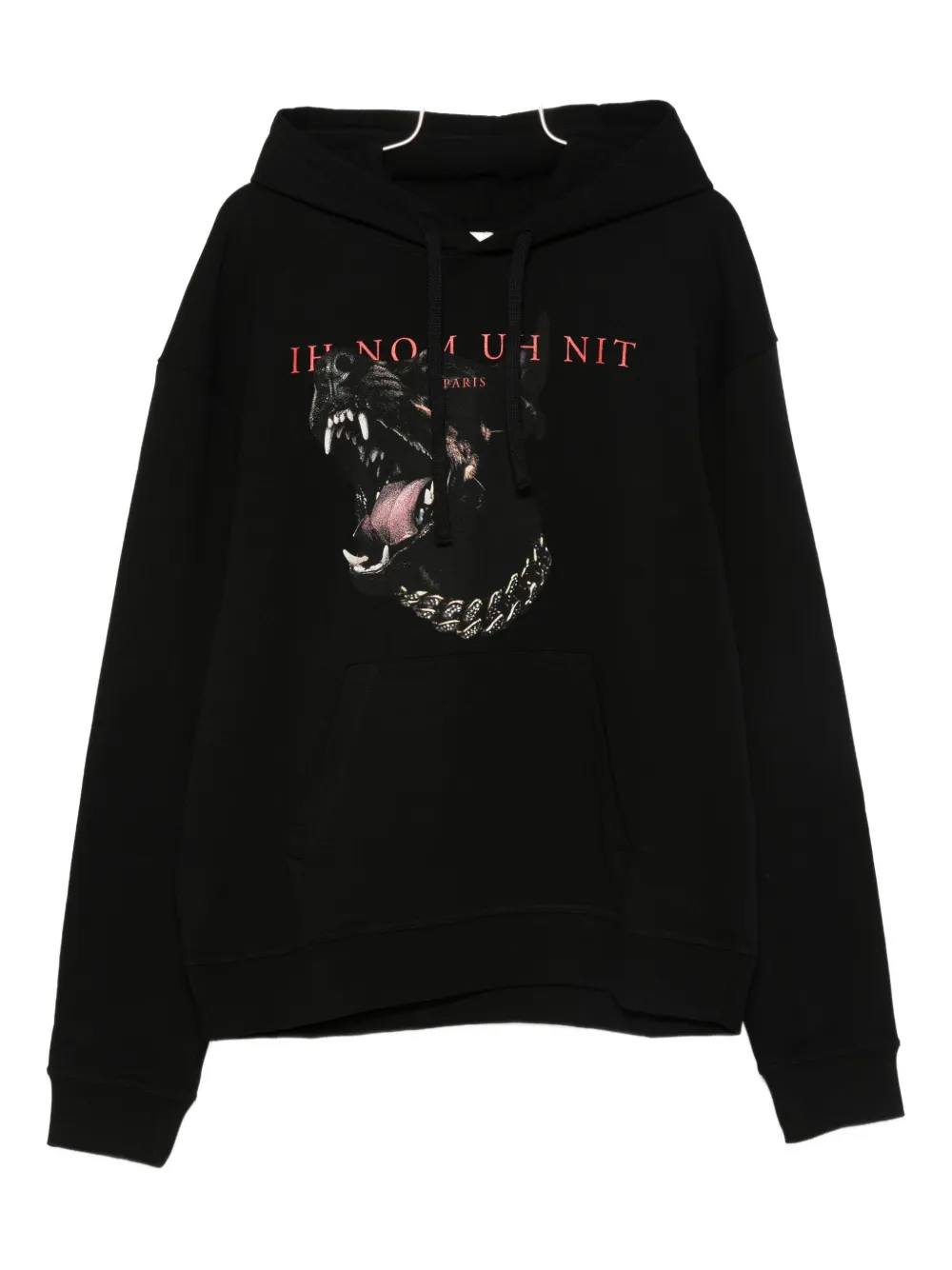 Ih Nom Uh Nit Dog-print Cotton Hoodie In Black