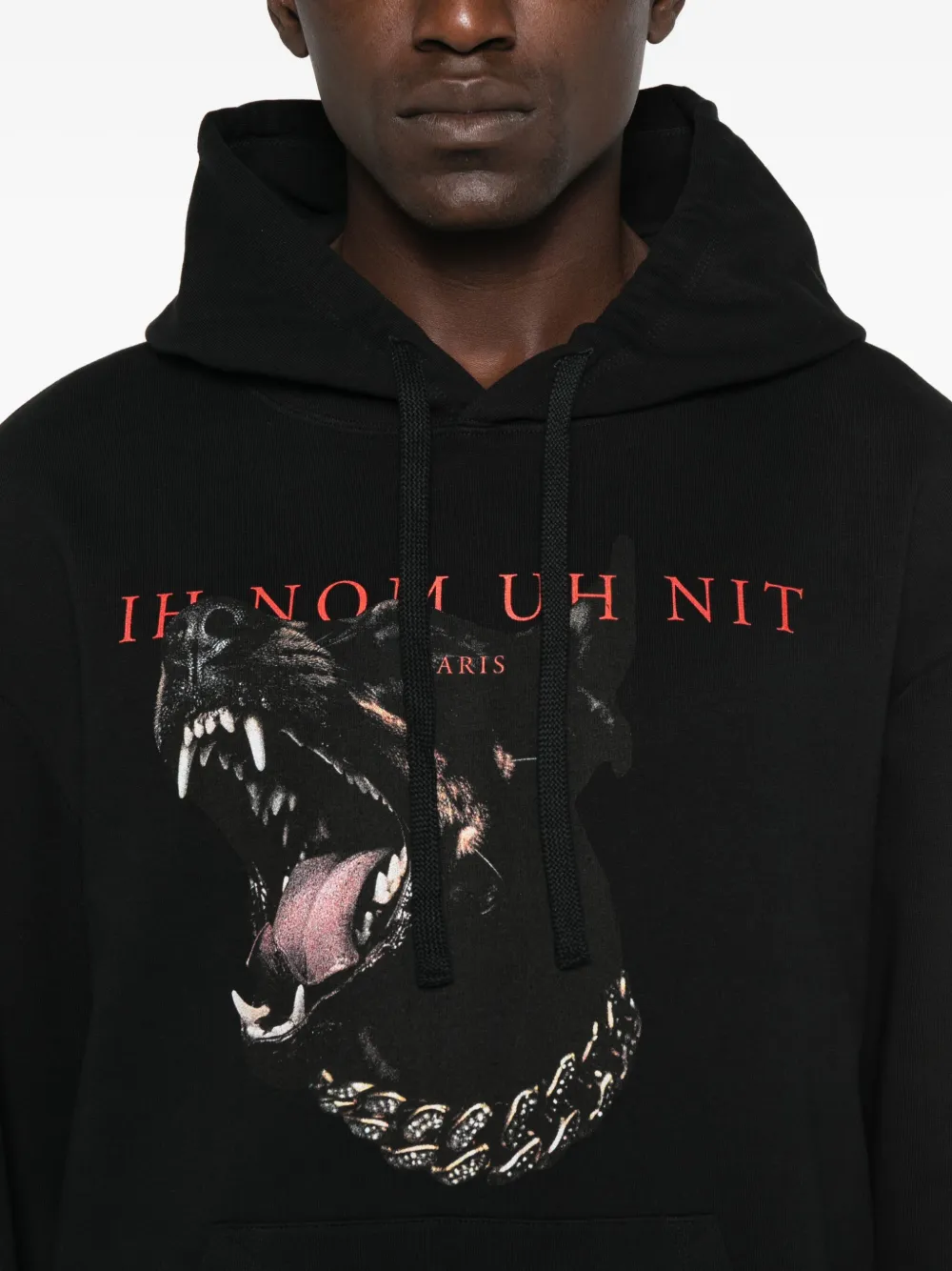 Ih Nom Uh Nit Katoenen hoodie met hondenprint Zwart