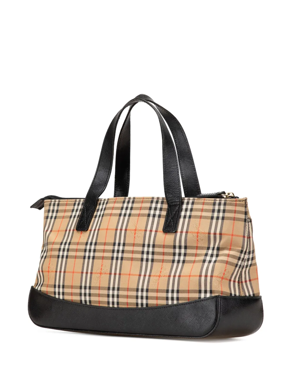 Pre-owned Burberry 20th Century Haymarket Check Canvas Tote Bag In Brown