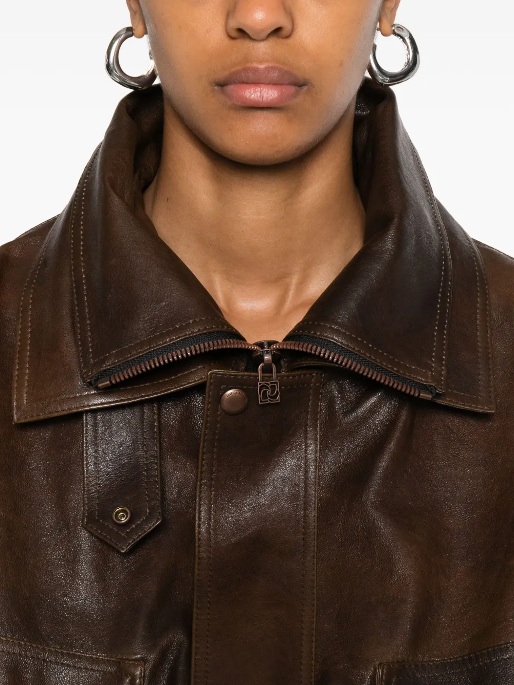 Magda Butrym Zip-up Leather Jacket In Brown