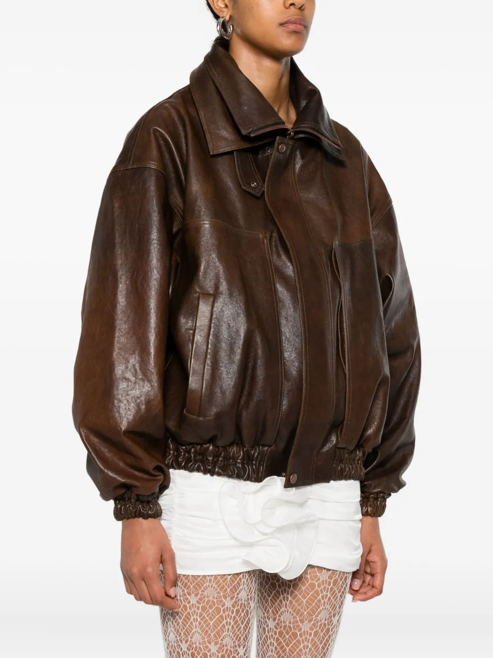 Magda Butrym Zip-up Leather Jacket In Brown