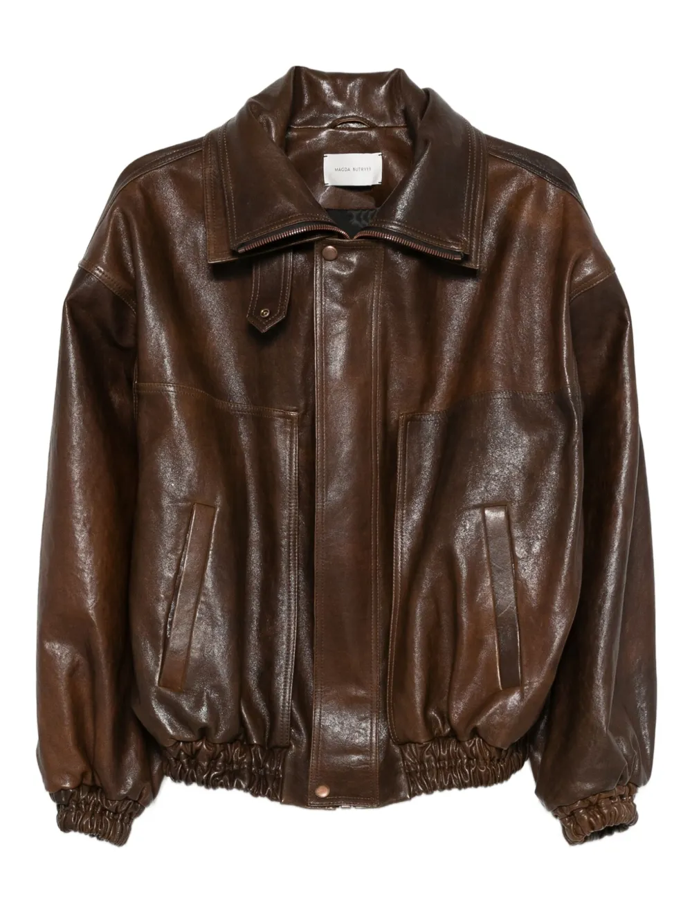 Magda Butrym zip-up leather jacket | Brown | Image 1