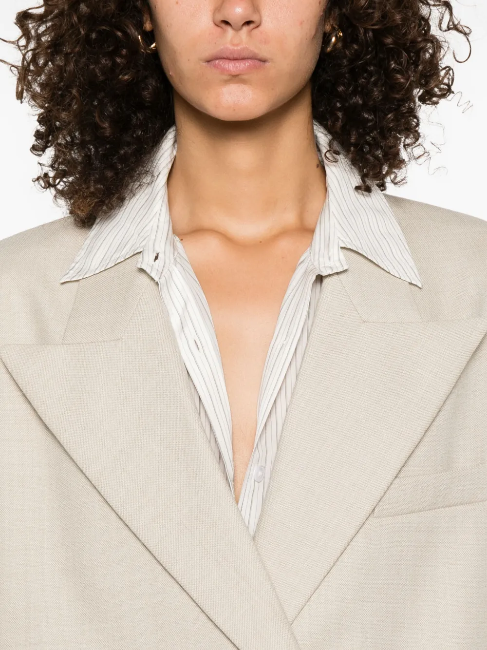 Magda Butrym Wollen blazer met puntige revers Beige