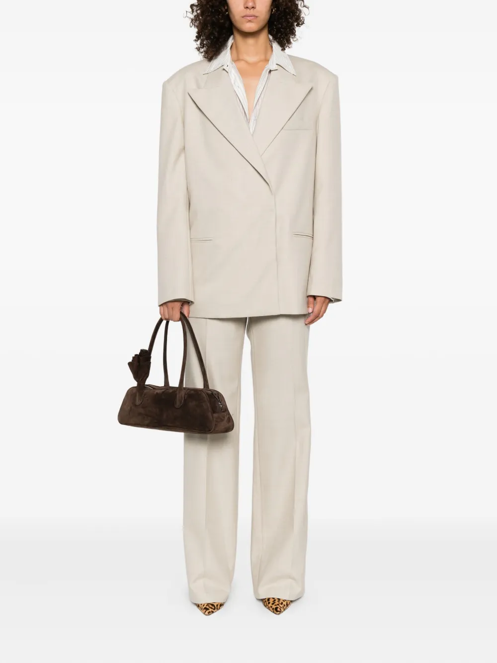 Magda Butrym Wollen blazer met puntige revers Beige
