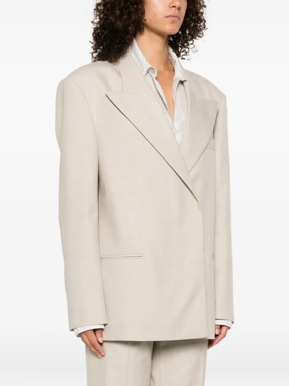 Magda Butrym Wollen blazer met puntige revers Beige