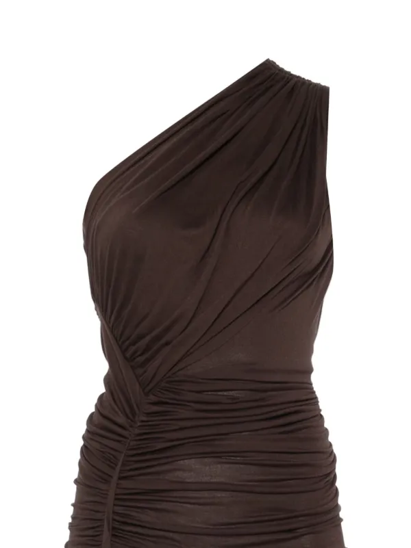 Rick Owens One-shoulder Draped Dress - Brown Rick Owens One-shoulder Draped Dress - Brown