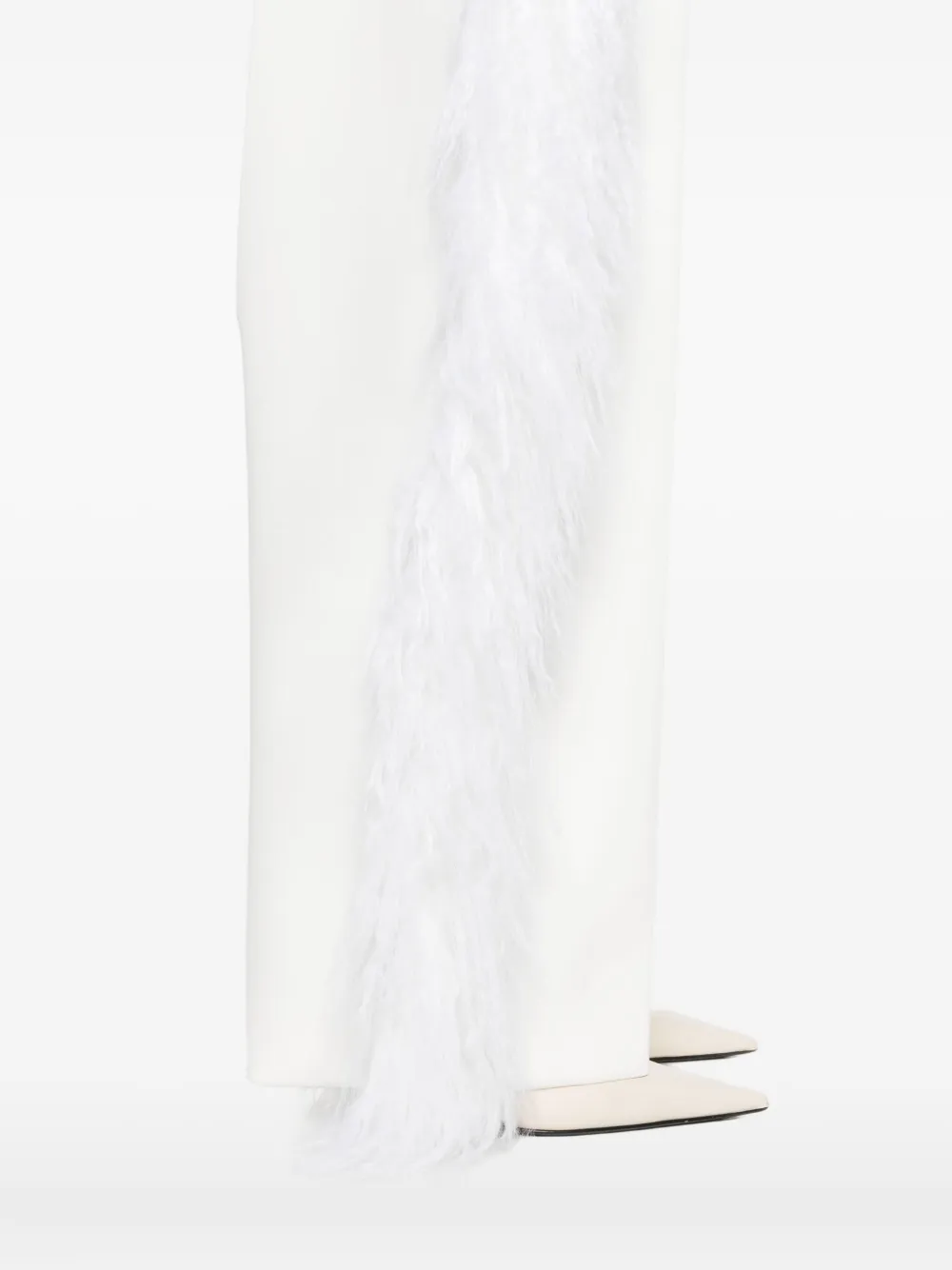 Jacquemus Feather-trim Trousers In White