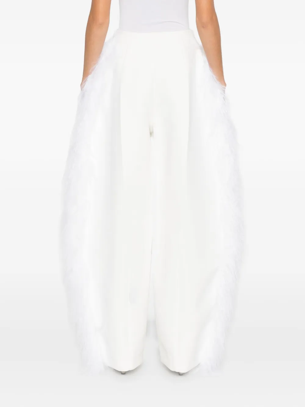 Jacquemus Feather-trim Trousers In White