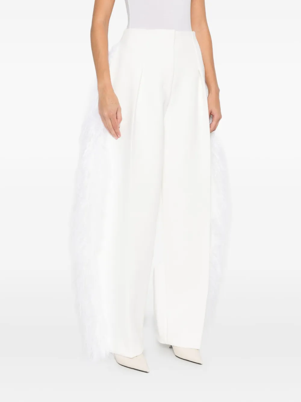 Jacquemus Feather-trim Trousers In White
