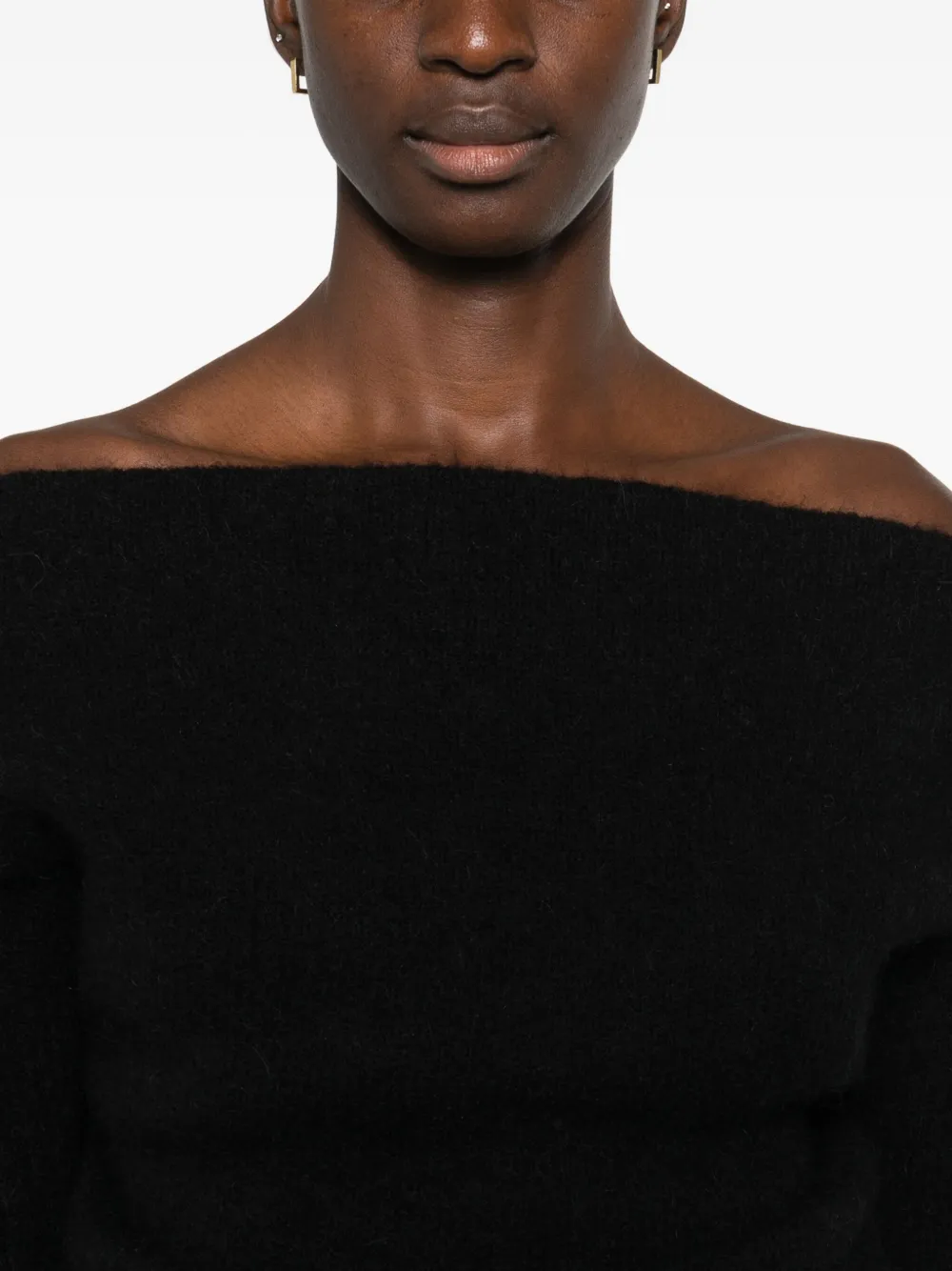 Rick Owens Concordians Off-shoulder Jumper In Black
