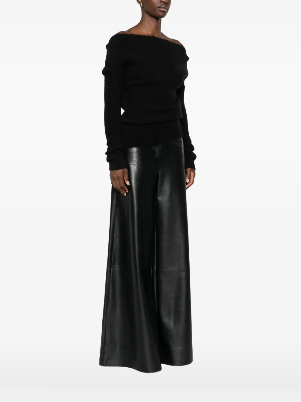 Rick Owens Concordians Off-shoulder Jumper In Black
