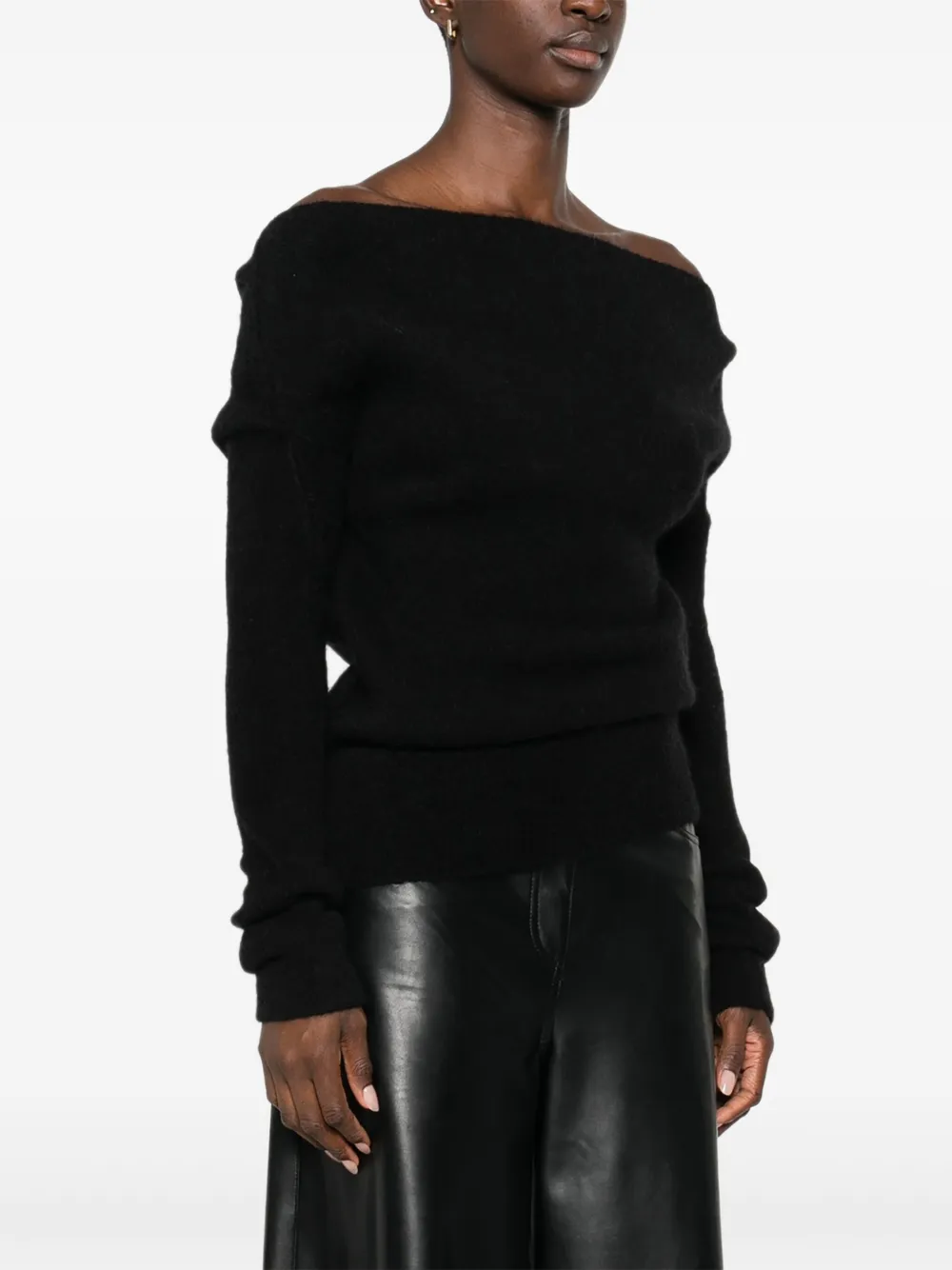 Rick Owens Concordians off-shoulder trui Zwart