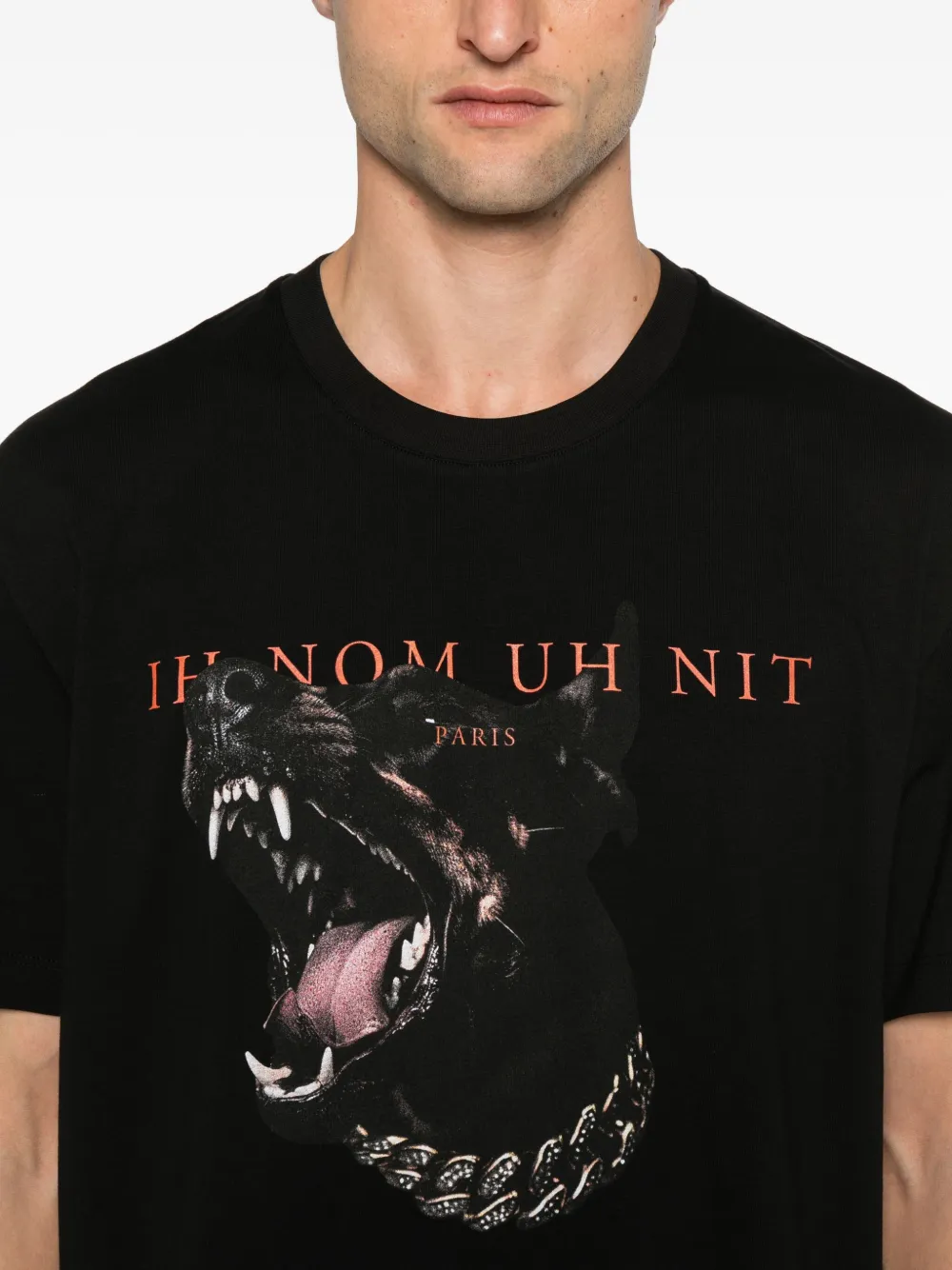 Ih Nom Uh Nit Katoenen T-shirt met hondenprint Zwart
