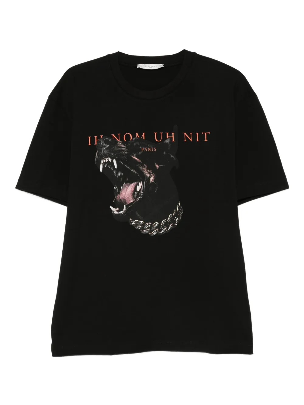 Ih Nom Uh Nit dog-print cotton T-shirt - ブラック Ih Nom Uh Nit dog-print cotton T-shirt - ブラック