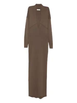 ENTIRE STUDIOS Rallel V-neck long-sleeve Maxi Dress | Brown | FARFETCH JO
