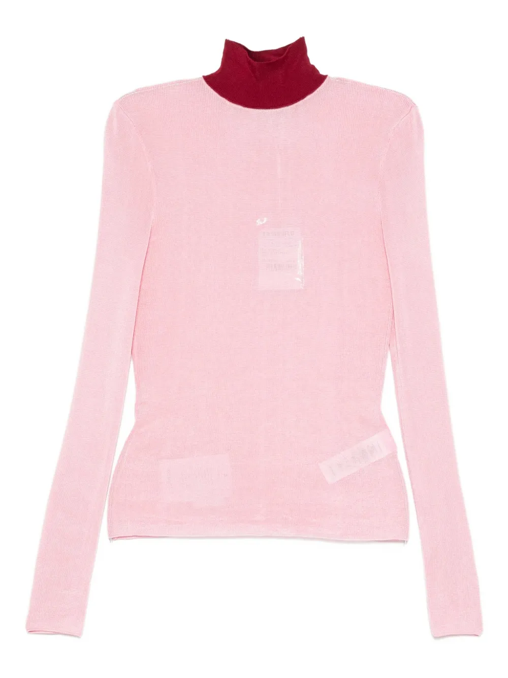 Self-portrait High-neck Ribbed Top In Pink