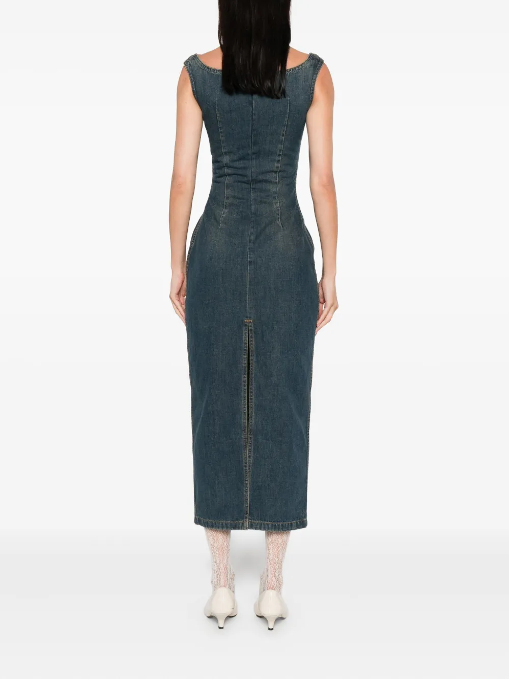 Magda Butrym Jurk met vierkante hals Blauw