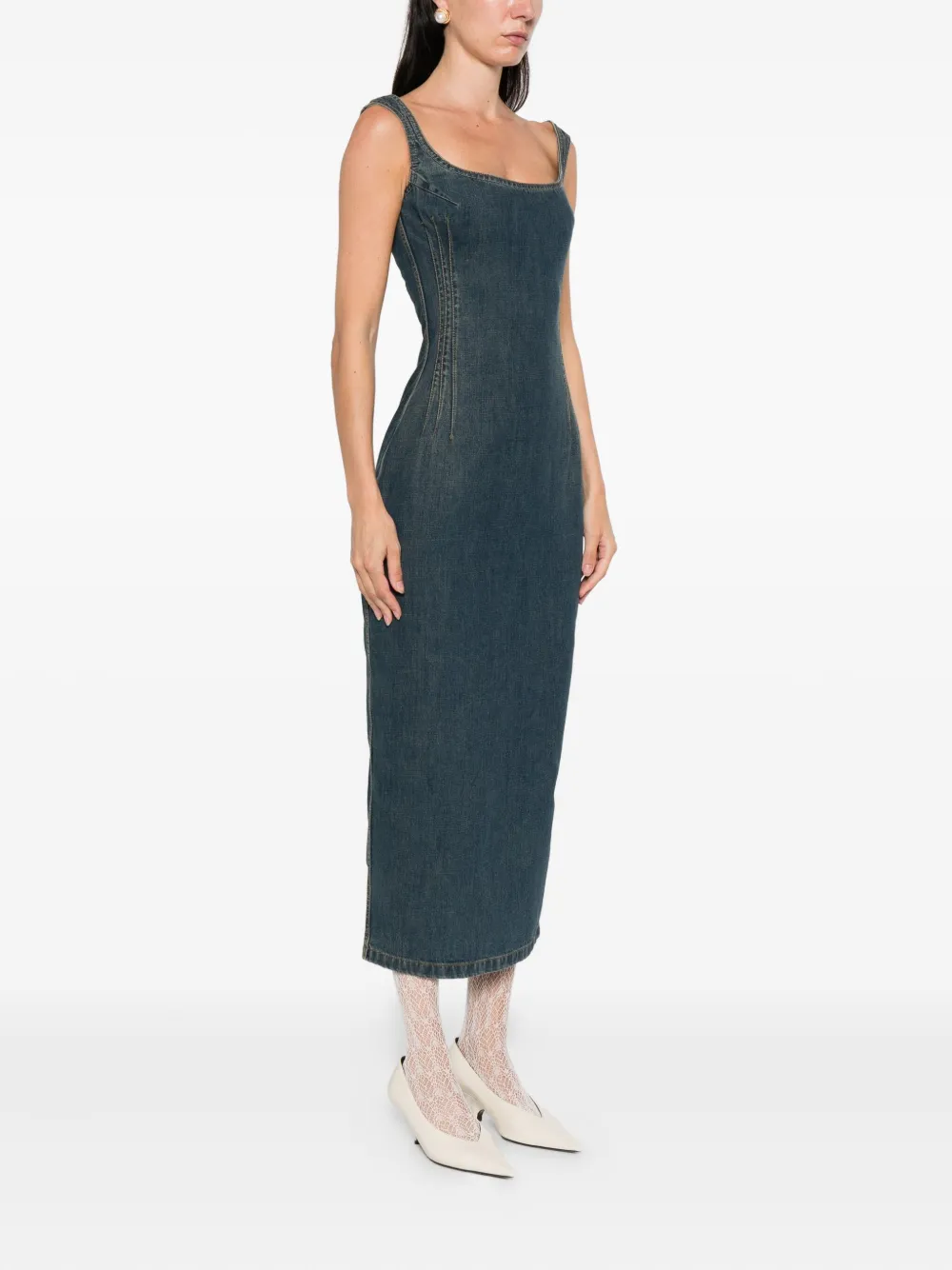 Magda Butrym Jurk met vierkante hals Blauw