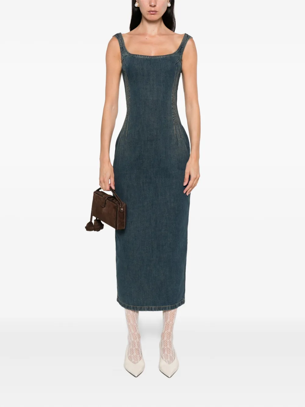 Magda Butrym Jurk met vierkante hals Blauw