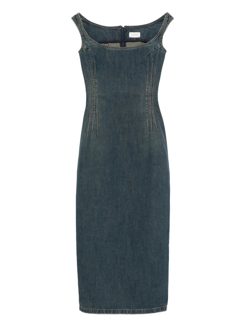 Magda Butrym square-neck denim dress Blauw