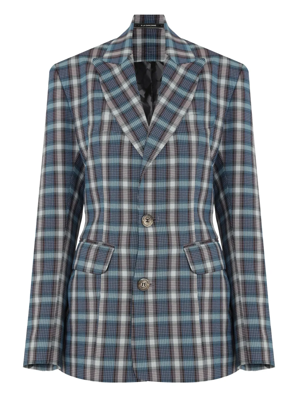 À La Garçonne Blazer xadrez com abotoamento | Azul | Image 1