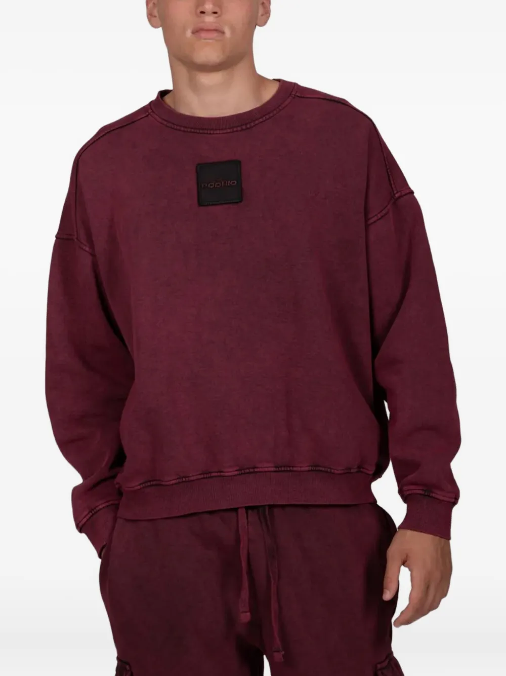 PODHIO Milestone logo-plaque crew-neck sweatshirt | Red | Image 1
