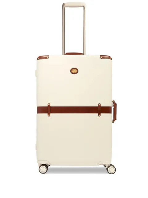 The Bridge leather-trimmed trunk suitcase