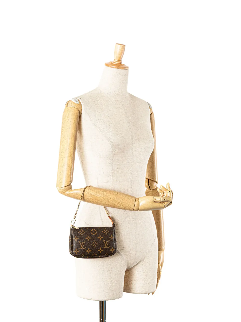 Pre-owned Louis Vuitton 2005 Monogram Mini Pochette Accessoires Handbag In Brown