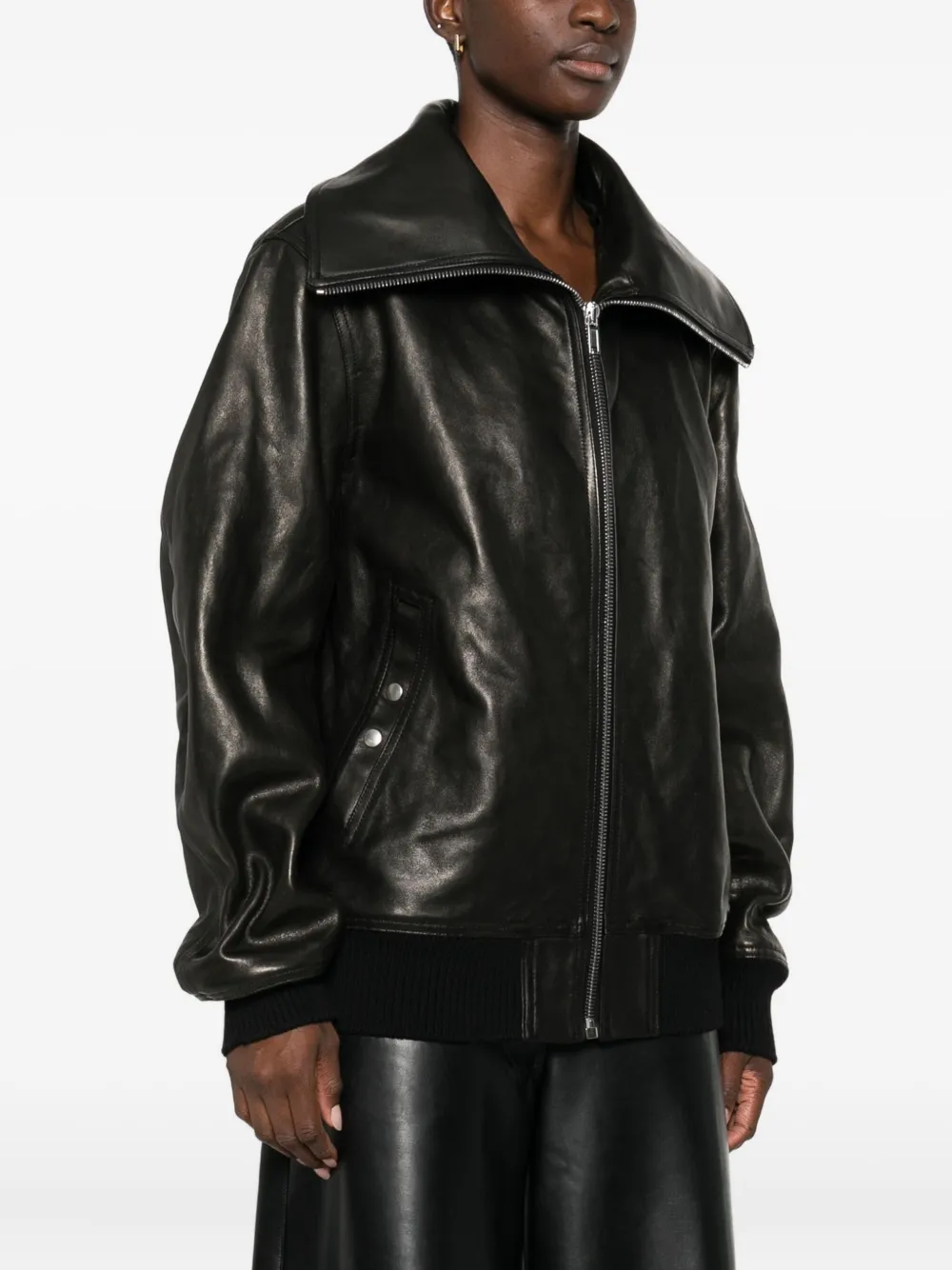 Rick Owens ジップアップ レザージャケット | ブラック | FARFETCH JP