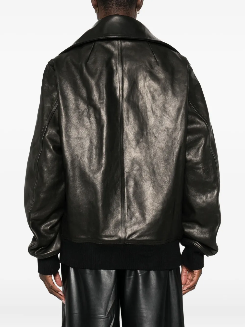 Rick Owens Leren jack met rits Zwart