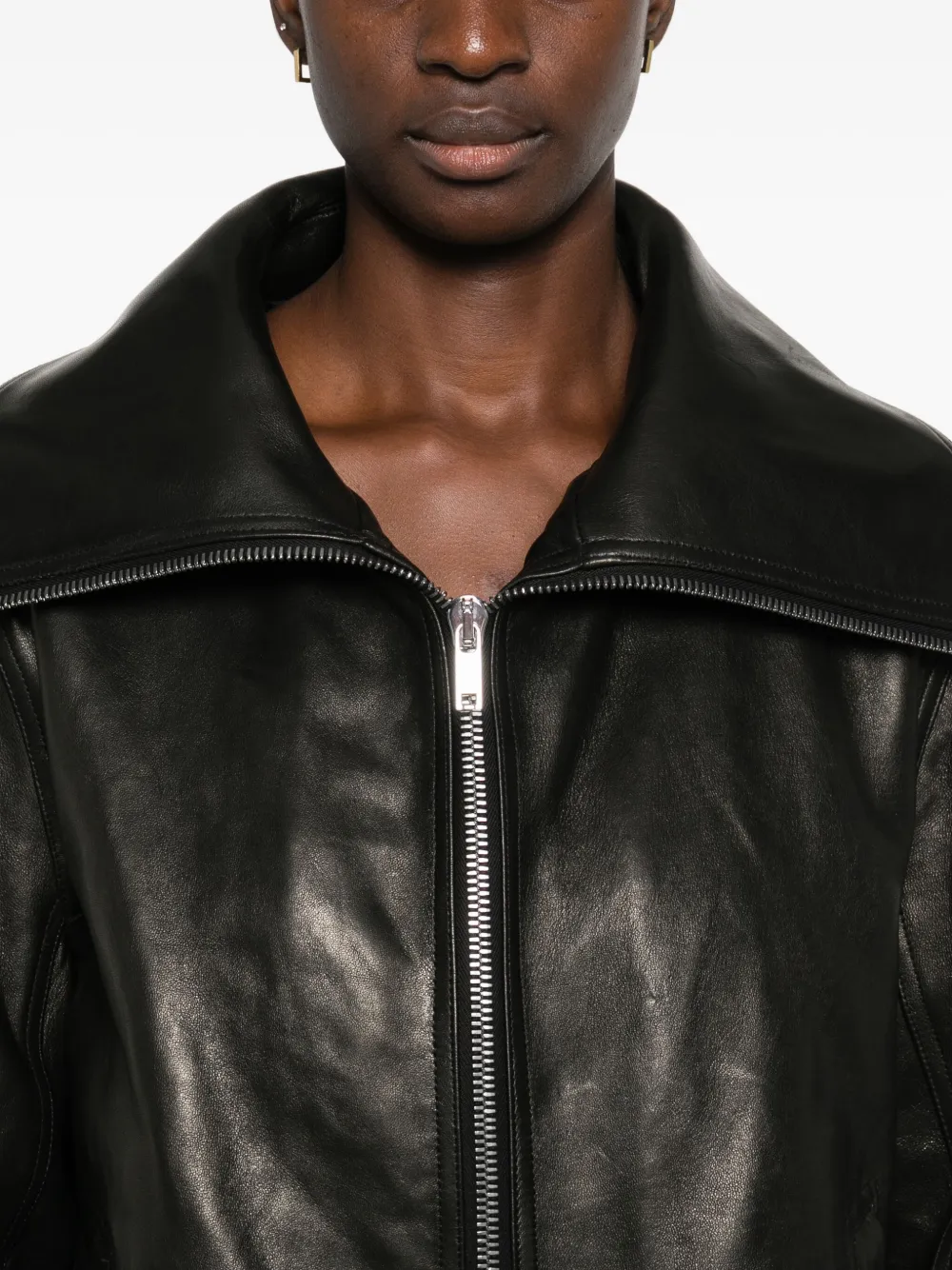 Rick Owens ジップアップ レザージャケット | ブラック | FARFETCH JP
