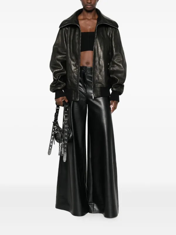 Rick Owens ジップアップ レザージャケット | ブラック | FARFETCH JP