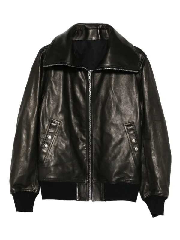 Rick Owens ジップアップ レザージャケット | ブラック | FARFETCH JP
