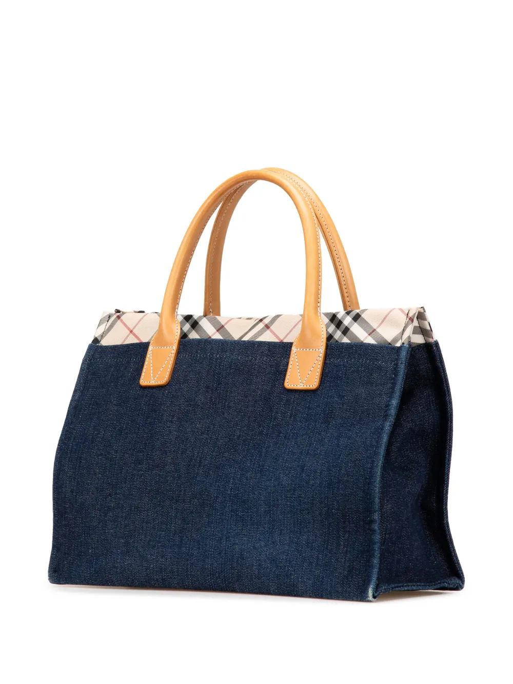 Pre-owned Burberry 2000-2017 Nova Check Trimmed Denim Tote Bag