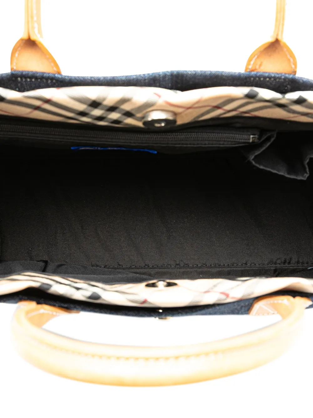 Pre-owned Burberry 2000-2017 Nova Check Trimmed Denim Tote Bag