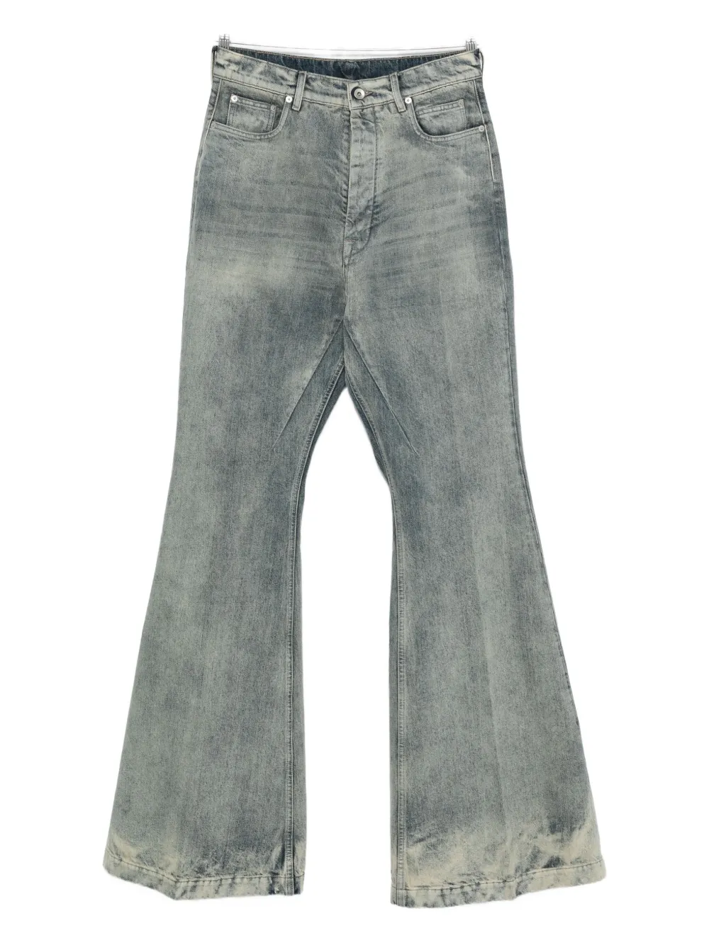 Rick Owens Cotton Flared Jeans In Gray