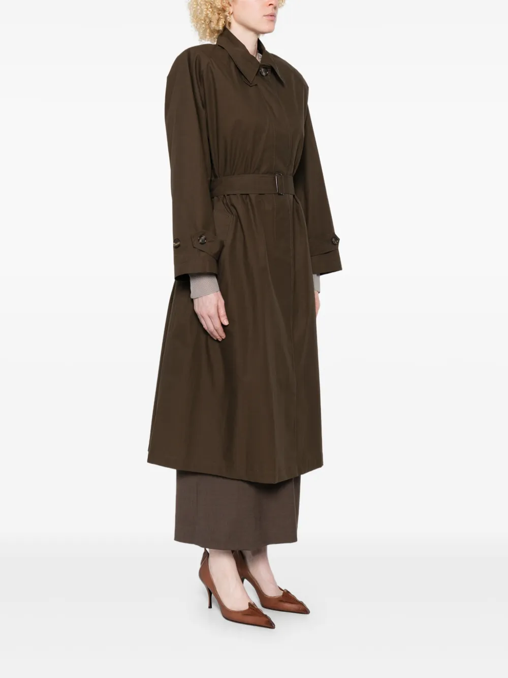 Magda Butrym Jas met ceintuur en knopen Bruin