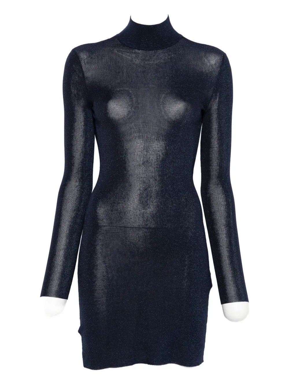 Self-Portrait high-neck glitter mini dress - Blu