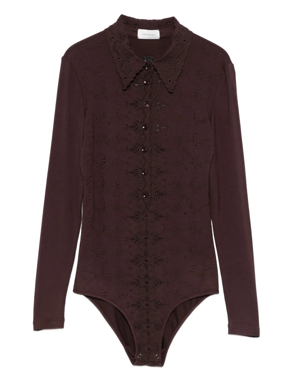 Magda Butrym eyelet-embroidered buttoned bodysuit | Brown | Image 1