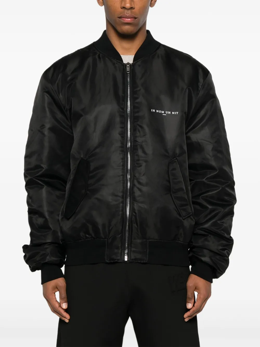 Ih Nom Uh Nit Bomberjack met logoprint Zwart