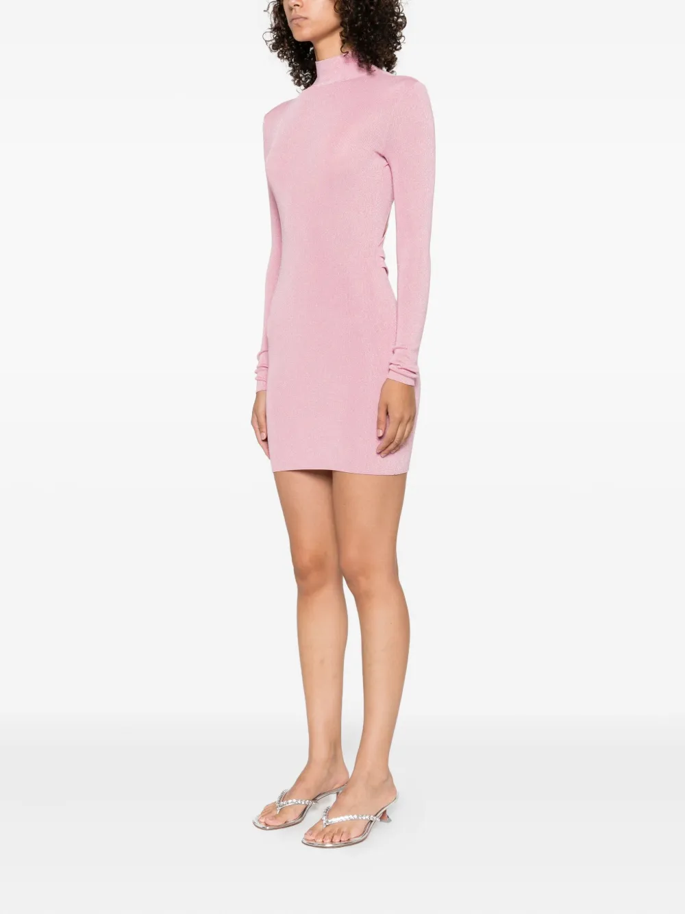 Self-Portrait high-neck fitted dress Roze