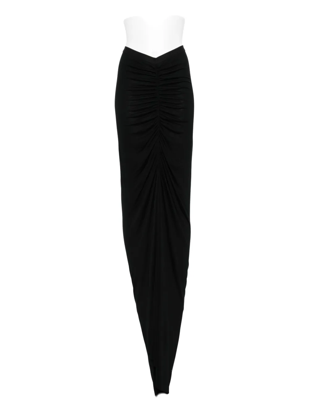 Rick Owens Ruched Midi Skirt In Black