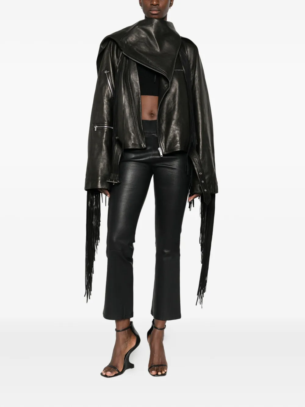 Rick Owens fringed zip-up jacket | Leather Coats | Image 2