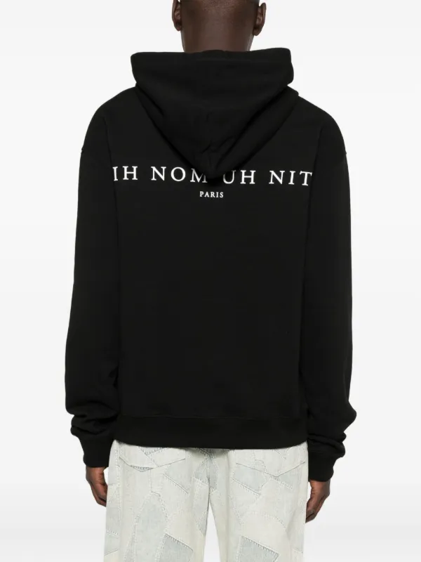 Ih Nom Uh Nit balaclava-print Cotton Hoodie Black FARFETCH IN
