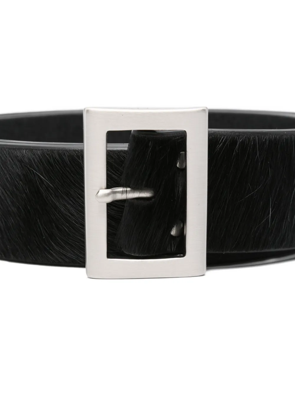 Rick Owens Riem met vierkante gesp en kalfshaar Zwart