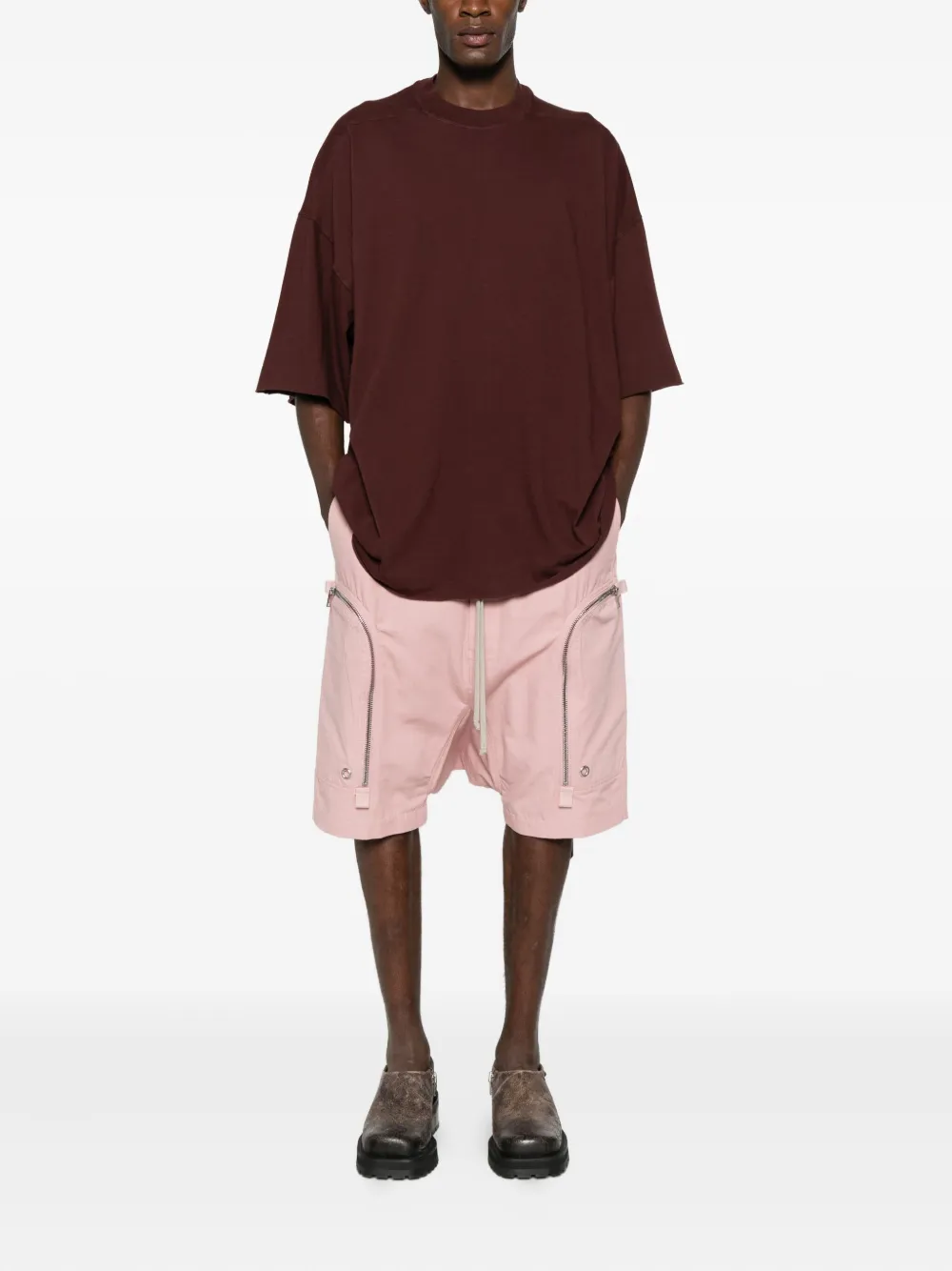 Rick Owens DRKSHDW Gerafeld T-shirt met lintdetail - Rood